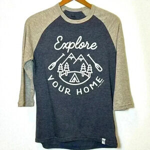 My Home Apparel Baseball T-shirt Size Small Explore Paddle Outdoors Made Canada